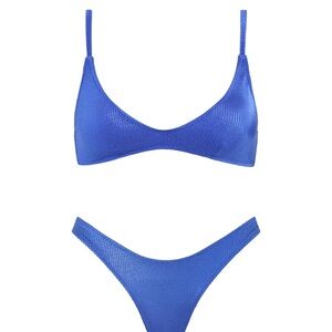 Triangl Maia Balt Blue Ribbed Scoop Bikini Set